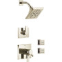 Delta Monitor 17 Series Dual Function Pressure Balanced Shower System with Integrated Volume Control, Shower Head, and 2 Body Sprays - Includes Rough-In Valves -  Brilliance Polished Nickel