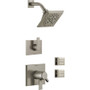 Delta Monitor 17 Series Dual Function Pressure Balanced Shower System with Integrated Volume Control, Shower Head, and 2 Body Sprays - Includes Rough-In Valves - Brilliance Stainless