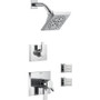 Delta Monitor 17 Series Dual Function Pressure Balanced Shower System with Integrated Volume Control, Shower Head, and 2 Body Sprays - Includes Rough-In Valves - Chrome