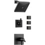 Delta TempAssure 17T Series Thermostatic Shower System with Integrated Volume Control, Shower Head, and 3 Bodysprays - Includes Rough-In Valves - Matte Black