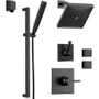 Delta Monitor 14 Series Single Function Pressure Balanced Shower System with Shower Head, 2 Body Sprays and Hand Shower - Includes Rough-In Valves - Matte Black
