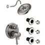 Delta Cassidy Thermostatic Shower System with Shower Head, Shower Arm, Bodysprays, Valve Trim and MultiChoice Rough-In - Chrome