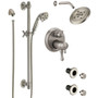 Delta Cassidy Pressure Balanced Shower System with Shower Head, Shower Arm, Hand Shower, Slide Bar, Bodysprays, Hose, Valve Trim and MultiChoice Rough-In -  Brilliance Stainless