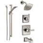 Delta Monitor 14 Series Single Function Pressure Balanced Tub and Shower System - Includes Rough-In Valves -  Brilliance Stainless