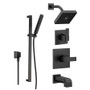 Delta Monitor 14 Series Pressure Balanced Tub and Shower System with Shower Head, Hand Shower, and Slide Bar - Includes Rough-In Valves - Matte Black