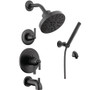 Delta Saylor Monitor 17 Series Dual Function Pressure Balanced Tub and Shower System with Integrated Volume Control, Shower Head, and Hand Shower - Includes Rough-In Valves - Matte Black