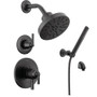 Delta Saylor Monitor 17 Series Dual Function Pressure Balanced Shower System with Integrated Volume Control, Shower Head, and Hand Shower - Includes Rough-In Valves - Matte Black