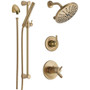 Delta TempAssure 17T Series Thermostatic Shower System with Integrated Volume Control, Shower Head, and Hand Shower - Includes Rough-In Valves - Champagne Bronze