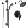 Delta Cassidy Thermostatic Shower System with Shower Head, Shower Arm, Hand Shower, Slide Bar, Hose, Valve Trim and MultiChoice Rough-In -  Venetian Bronze