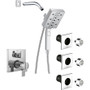 Delta Ara Thermostatic Shower System with Shower Head, Shower Arm, Hand Shower, Bodysprays, Hose, Valve Trim and MultiChoice Rough-In - Chrome