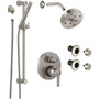 Delta Trinsic Pressure Balanced Shower System with Shower Head, Shower Arm, Hand Shower, Slide Bar, Bodysprays, Hose, Valve Trim and MultiChoice Rough-In - Chrome
