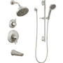 Delta Galeon Monitor 17 Series Dual Function Pressure Balanced Tub and Shower System with Integrated Volume Control, Shower Head, and Hand Shower - Includes Rough-In Valves -  Lumicoat Stainless