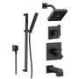 Delta Monitor 17 Series Pressure Balanced Tub and Shower System with Volume Control, Shower Head, Hand Shower, and Slide Bar - Includes Rough-In Valves -  Matte Black