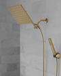 Delta 10 inch Raincan Shower Head & Hand Held Combo with Adjustable Extension Arm in Champagne Bronze