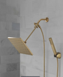 Delta 10 inch Raincan Shower Head & Hand Held Combo with Adjustable Extension Arm in Champagne Bronze