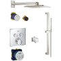 Grohe Thermostatic Shower System with Rain Shower Head, Hand Shower, Slide Bar, Shower Arm, Hose, Wall Supply, Valve Trim, and Diverter Trim