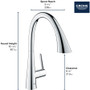 Grohe Zedra 1.75 GPM Single Hole Pull Down Kitchen Faucet with SilkMove Technology