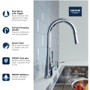 Grohe Zedra 1.75 GPM Single Hole Pull Down Kitchen Faucet with SilkMove Technology