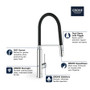 Grohe Pre-Rinse Spray Kitchen Faucet with Locking Push Button Control