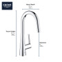 Grohe Zedra 1.75 GPM Single Hole Pull Down Bar Faucet with SilkMove Technology