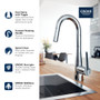 Grohe Zedra 1.75 GPM Single Hole Pull Down Bar Faucet with SilkMove Technology