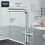 Grohe Blue 1.75 GPM Single Hole Pull Out Kitchen Faucet and Cooling Unit for Chilled and Sparkling Water