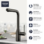 Grohe Essence Pull-Out Kitchen Faucet and Foot Control Adapter Kit Combo with 2-Function Locking Sprayer