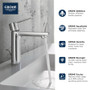 Grohe Lineare 1.2 GPM Single Hole Bathroom Faucet with SilkMove, StarLight, AquaGlide, and QuickFix Technologies - Includes Pop-Up Drain Assembly