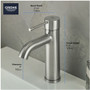 Grohe Essence 1.2 GPM Single Hole Bathroom Faucet with Silk move, QuickFix, and EcoJoy Technology