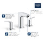 Grohe Eurosmart 1.2 GPM Deck Mounted Widespread Bathroom Faucet with Drain Assembly