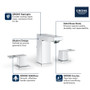 Grohe Eurocube 1.2 GPM Widespread Bathroom Faucet with StarLight, EcoJoy, and QuickFix Technologies - Includes Pop-Up Drain Assembly
