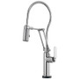 Brizo Litze 1.8 GPM Pre-Rinse Pull-Down Kitchen Faucet with Dual Jointed Articulating Arm, Industrial Handle and Metal Finished Hose