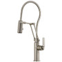 Brizo Litze 1.8 GPM Pre-Rinse Pull-Down Kitchen Faucet with Dual Jointed Articulating Arm, Industrial Handle and Metal Finished Hose
