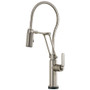 Brizo Litze 1.8 GPM Pre-Rinse Pull-Down Kitchen Faucet with Dual Jointed Articulating Arm, Industrial Handle and Metal Finished Hose