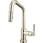 Brizo Litze 1.8 GPM Single Handle Angle Spout SmartTouch Pull Down Prep/Bar Faucet with Knurled Handle and On/Off Touch Activation