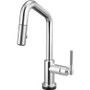 Brizo Litze 1.8 GPM Single Handle Angle Spout SmartTouch Pull Down Prep/Bar Faucet with Knurled Handle and On/Off Touch Activation