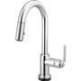 Brizo Litze 1.8 GPM Single Hole Pull Down Prep/Bar Faucet with On/Off Touch Activation, Arc Spout and Industrial Handle