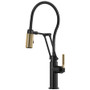 Brizo Litze 1.8 GPM Pre-Rinse Pull-Down Kitchen Faucet with Dual Jointed Articulating Arm, Knurled Handle and Metal Finished Hose