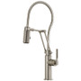 Brizo Litze 1.8 GPM Pre-Rinse Pull-Down Kitchen Faucet with Dual Jointed Articulating Arm, Knurled Handle and Metal Finished Hose
