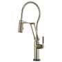 Brizo Litze 1.8 GPM Pre-Rinse Pull-Down Kitchen Faucet with Dual Jointed Articulating Arm, Knurled Handle and Metal Finished Hose