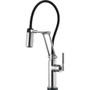 Brizo 1.8 GPM Pre-Rinse Pull-Down Kitchen Faucet with Dual Jointed Articulating Arm, Knurled Handle and Black Hose