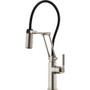 Brizo 1.8 GPM Pre-Rinse Pull-Down Kitchen Faucet with Dual Jointed Articulating Arm, Knurled Handle and Black Hose