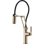 Brizo 1.8 GPM Pre-Rinse Pull-Down Kitchen Faucet with Dual Jointed Articulating Arm, Knurled Handle and Black Hose