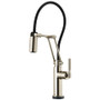Brizo 1.8 GPM Pre-Rinse Pull-Down Kitchen Faucet with Dual Jointed Articulating Arm, Knurled Handle and Black Hose
