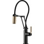 Brizo 1.8 GPM Pre-Rinse Pull-Down Kitchen Faucet with Dual Jointed Articulating Arm, Knurled Handle and Black Hose