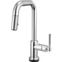 Brizo Litze 1.8 GPM Single Hole Pull Down Prep/Bar Faucet with On/Off Touch Activation, Square Spout and Knurled Handle