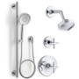 Kohler Purist Pressure Balanced Shower System with Shower Head, Hand Shower, Valve Trim, and Shower Arm