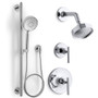 Kohler Purist Pressure Balanced Shower System with Shower Head, Hand Shower, Valve Trim, and Shower Arm