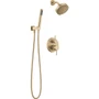 Delta MODERN 14S Shower Trim w Fixed Head & Hand Shower Champagne Bronze with Rough In Complete