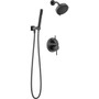 Delta MODERN 14S Shower Trim w Fixed Head & Hand Shower Matt Black with Rough In Complete